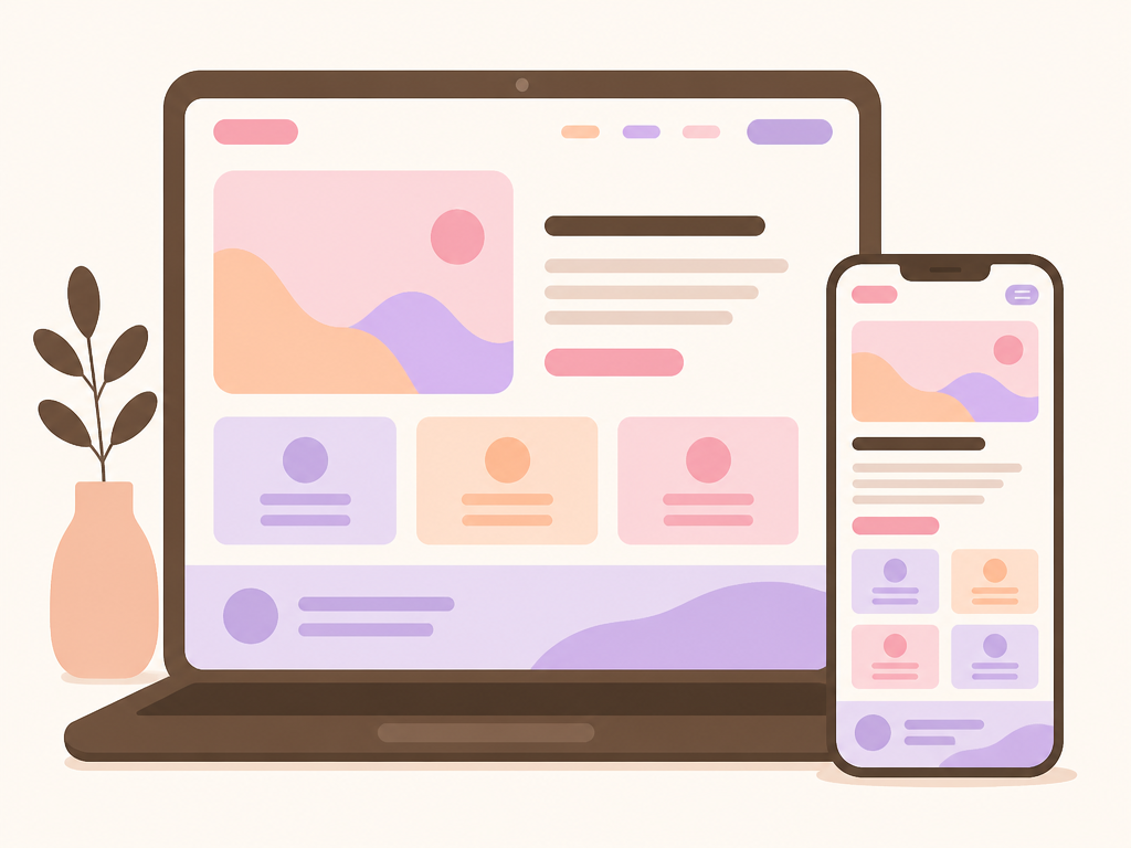 Responsive website concept shown on a laptop and phone screen